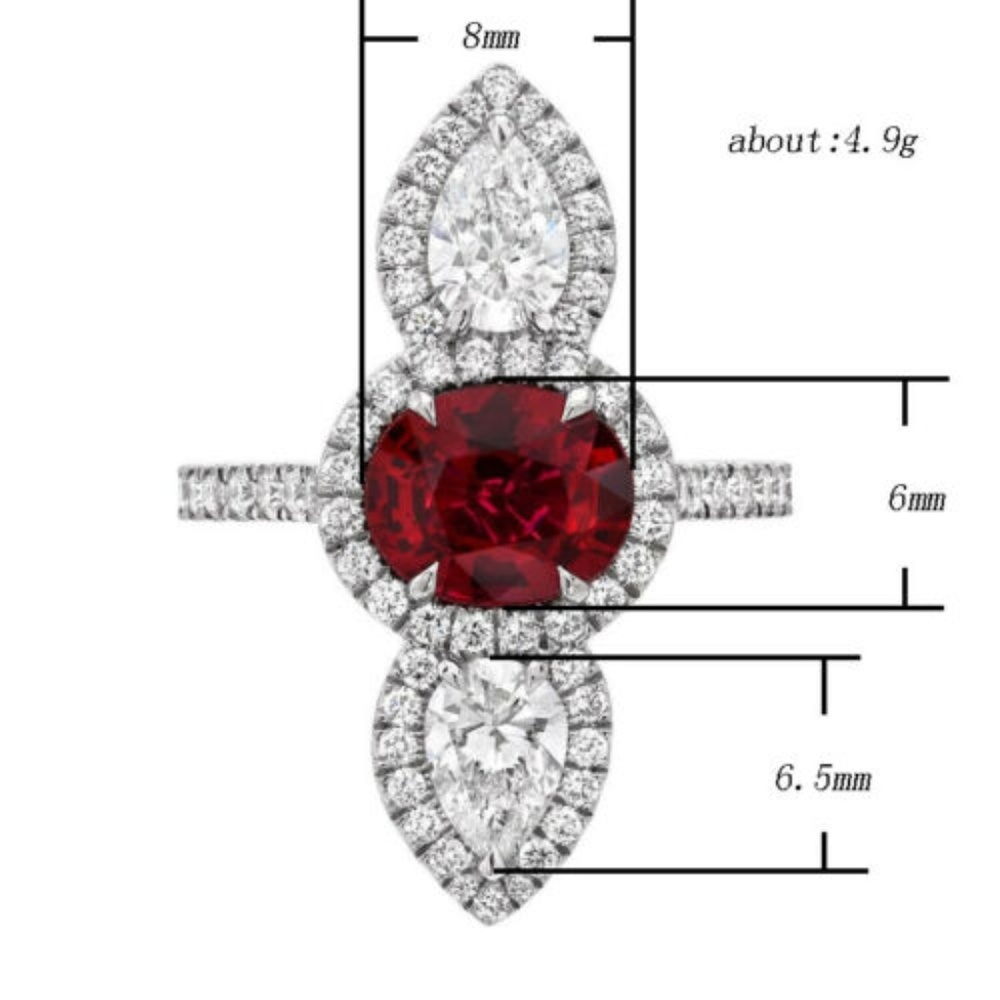 925 Silver Oval Cut Garnet Ring New - Picture 5 of 7